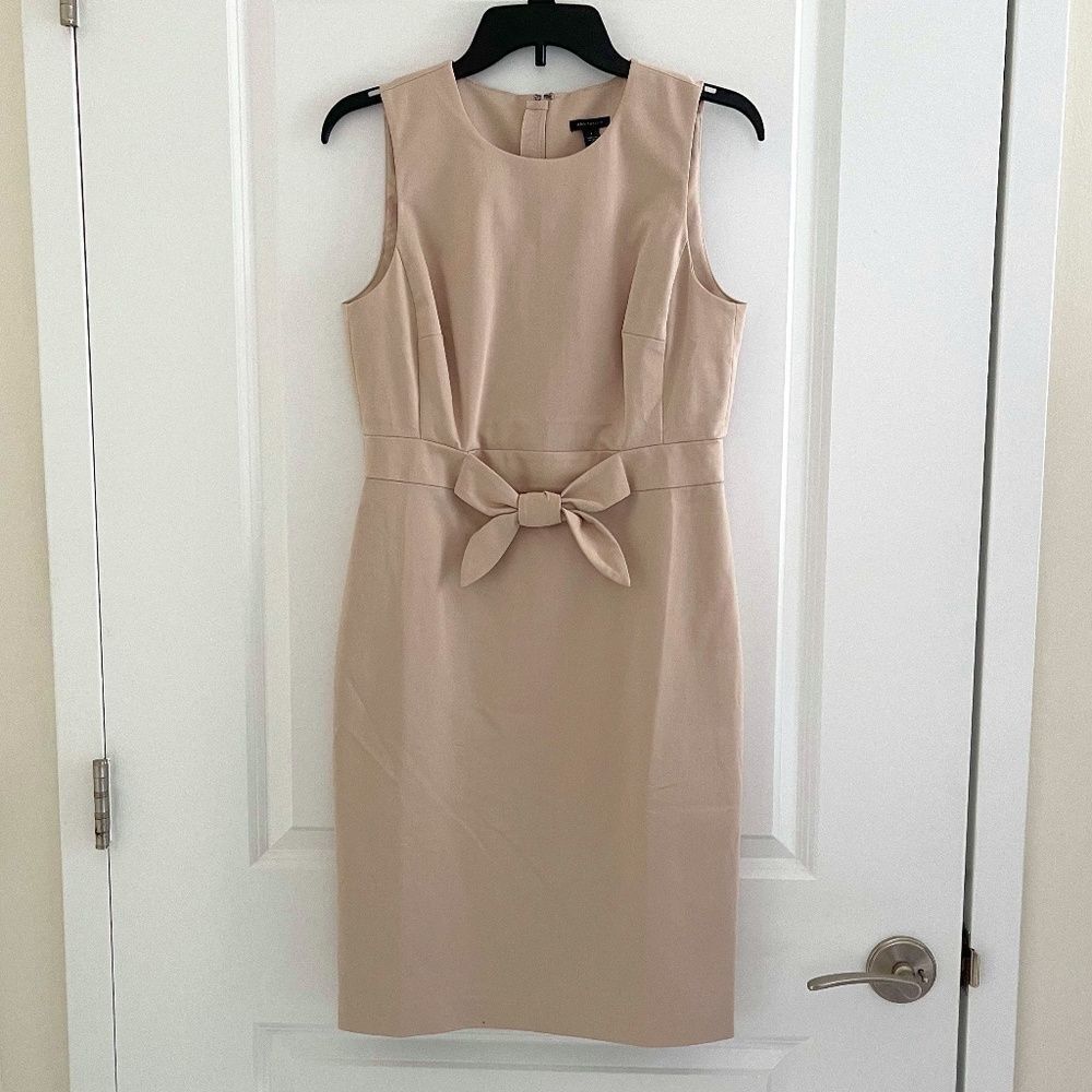 Ann Taylor Bow Tie Beige Dress
